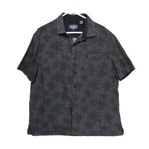 Nat Nast Shirt Mens L Short Sleeve Button Up Silk Blend Luxury Hawaiian Palm